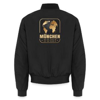München - Unisex Bomberjacke - Schwarz - Hinten - AI Model Male 185 light (185cm)
