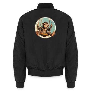 Monkey swing – stay relaxed! - Unisex Bomber Jacket - black - Back - AI Model Male 185 light (185cm)