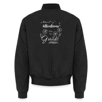 Citation : petites attentions - Bomber unisexe - noir - Dos - AI Model Male 185 light (185cm)