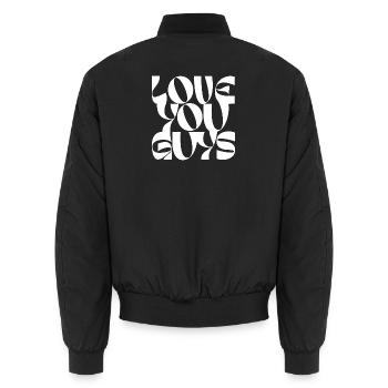 Bold Love You Guys Typography Design - Unisex Bomber Jacket - black - Back - AI Model Male 185 light (185cm)