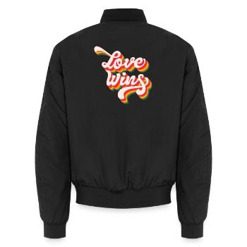LGBTQ Pride Month - Love Wins - Unisex Bomber Jacket - black - Back - AI Model Male 185 light (185cm)