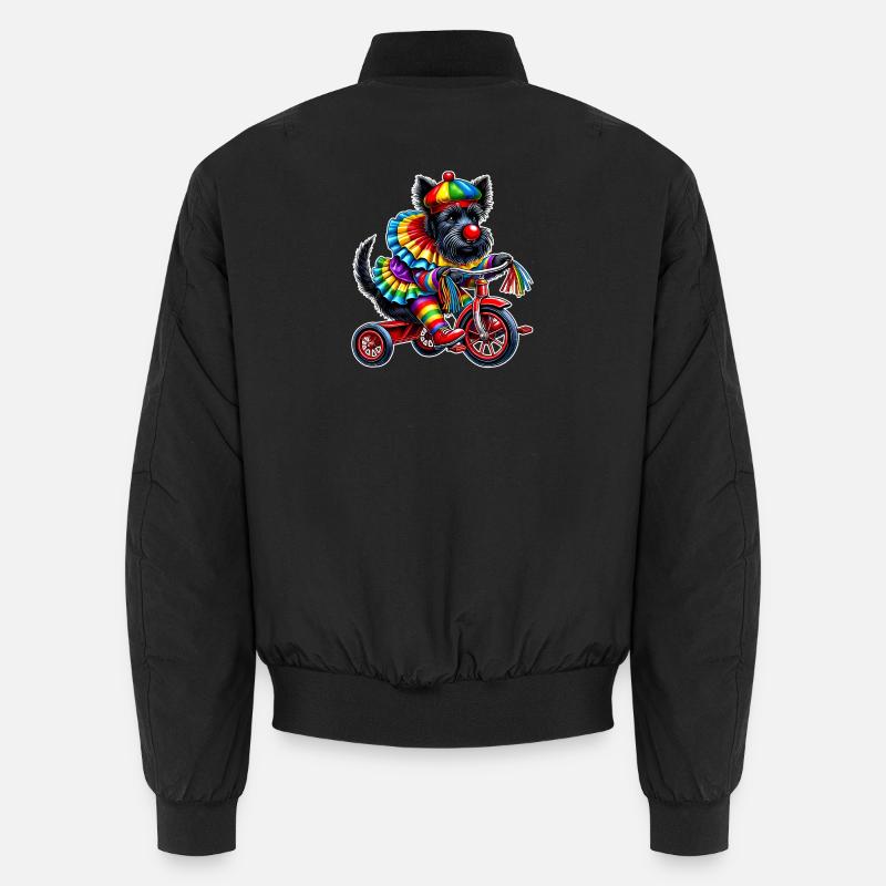 Clown Terrier on Tricycle - Unisex Bomber Jacket - black