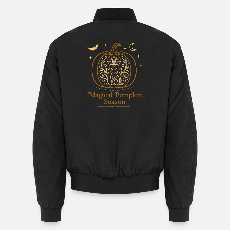 Magical Pumpkin - Cat & Fall Witchy Design - Unisex Bomber Jacket - black