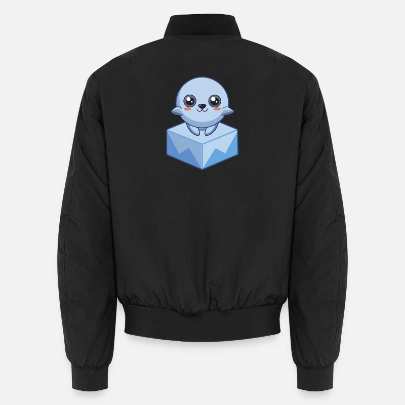 Baby-Pixelsiegel auf einem Eiswürfel Unisex Bomberjacke
