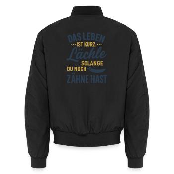Lächeln solange du noch Zähne hast - Unisex Bomberjacke - Schwarz - Hinten - AI Model Male 185 light (185cm)