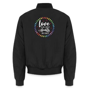 LGBTQ Pride Month - Liebe ist alles über Herzen - Unisex Bomberjacke - Schwarz - Hinten - AI Model Male 185 light (185cm)