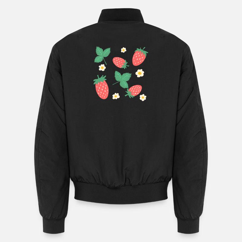 Hübsche wilde Erdbeeren Illustration - Unisex Bomberjacke - Schwarz