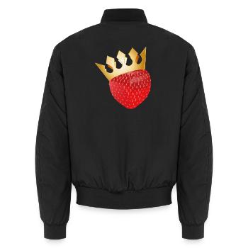 Fraise – Caractère fruité avec une couronne dorée - Bomber unisexe - noir - Dos - AI Model Male 185 light (185cm)