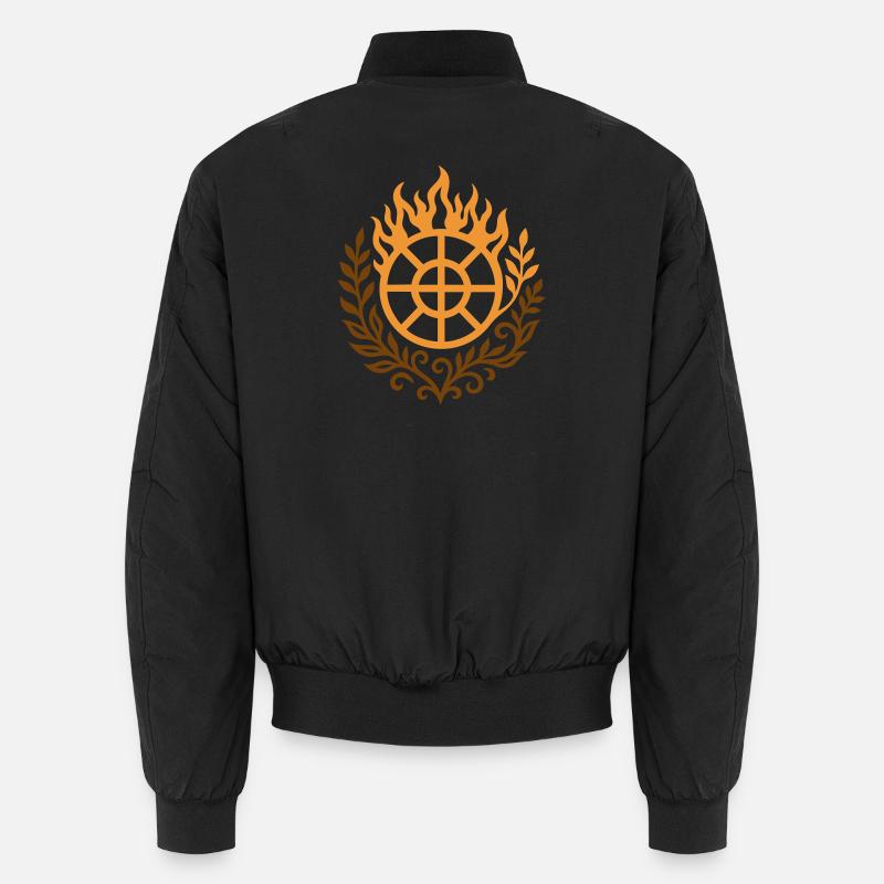 Litha Fire Wheel - Solar Power at Midsummer Unisex Bomber Jacket