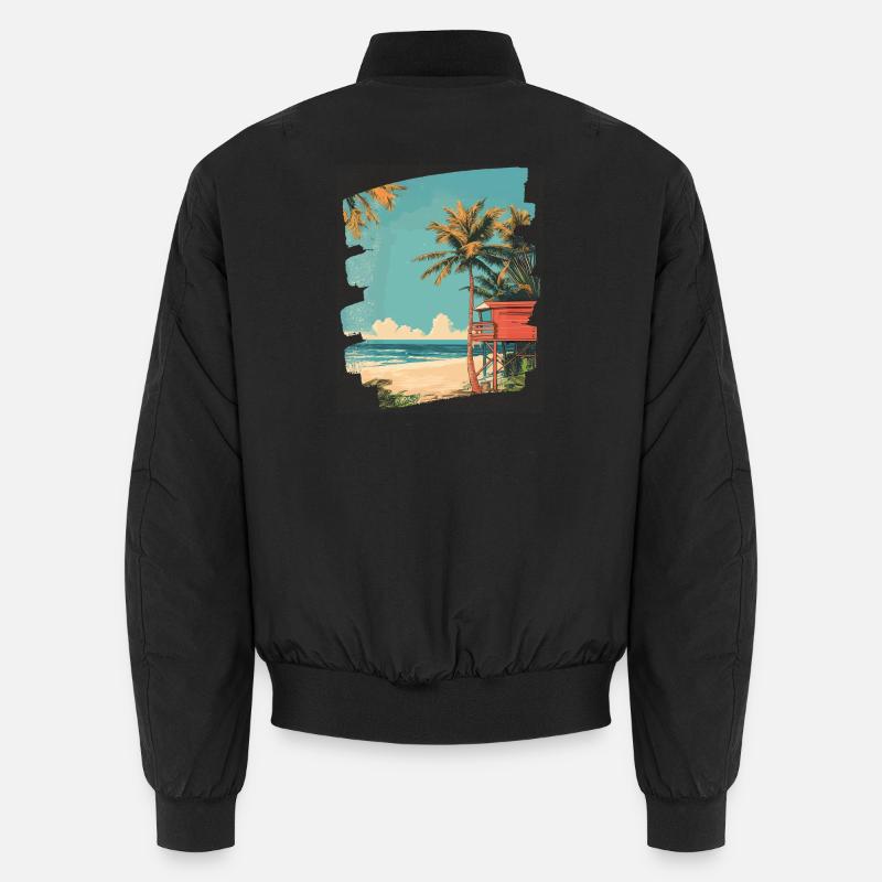 Beach Palm Trees Sun Summer - Unisex Bomber Jacket - black