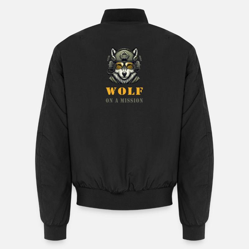 Wolf in Mission - Unisex Bomberjacke - Schwarz