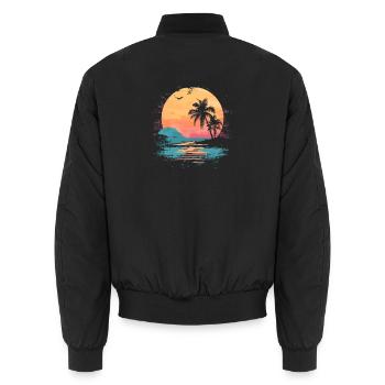 Palme Sonnenuntergang Sommer Sonne - Unisex Bomberjacke - Schwarz - Hinten - AI Model Male 185 light (185cm)