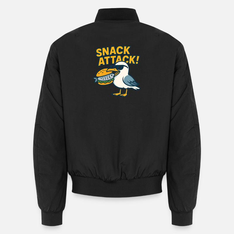 Lustige Möwe mit Sandwich - Unisex Bomberjacke - Schwarz