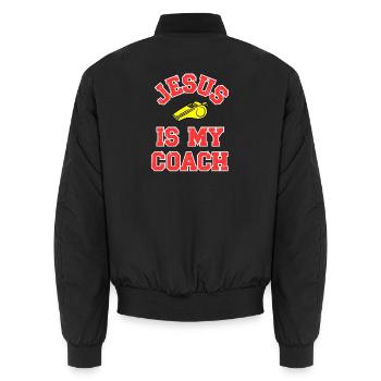 Jésus en tant que coach Conception de motivation - Bomber unisexe - noir - Dos - AI Model Male 185 light (185cm)