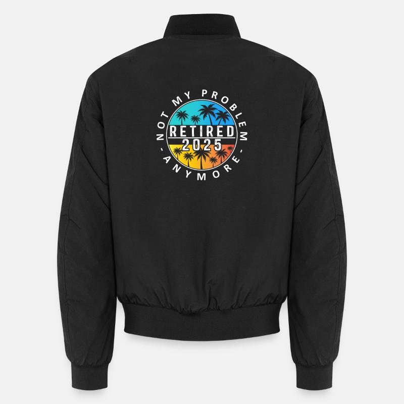 Retired 2025 Palm Sunset Design - Unisex Bomber Jacket - black