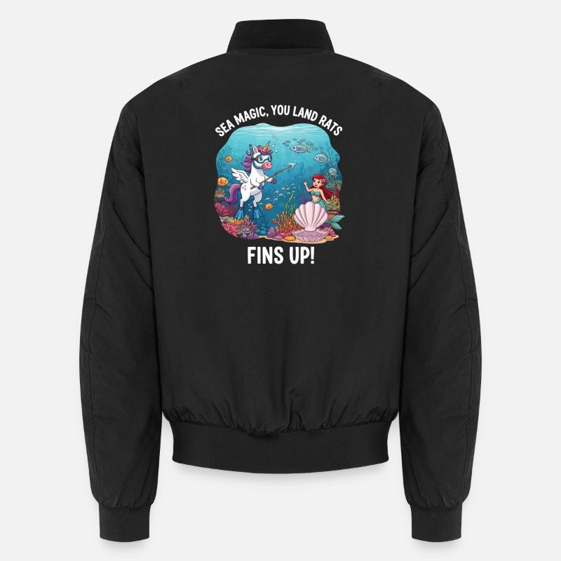 Meeresmagie mit Einhorn - Unisex Bomberjacke - Schwarz