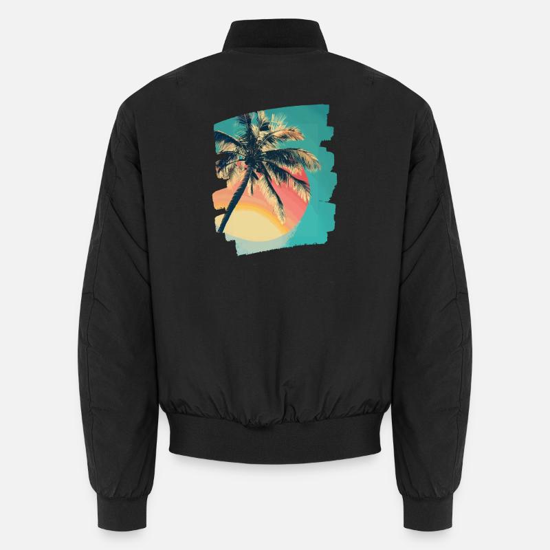 palmier coucher de soleil soleil d’été Bomber unisexe