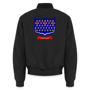 Artois - Unisex Bomber Jacket - black - Back - AI Model Male 185 light (185cm)