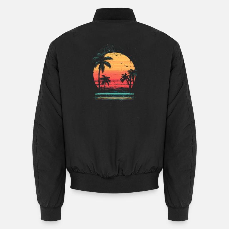 palmier coucher de soleil soleil d’été Bomber unisexe