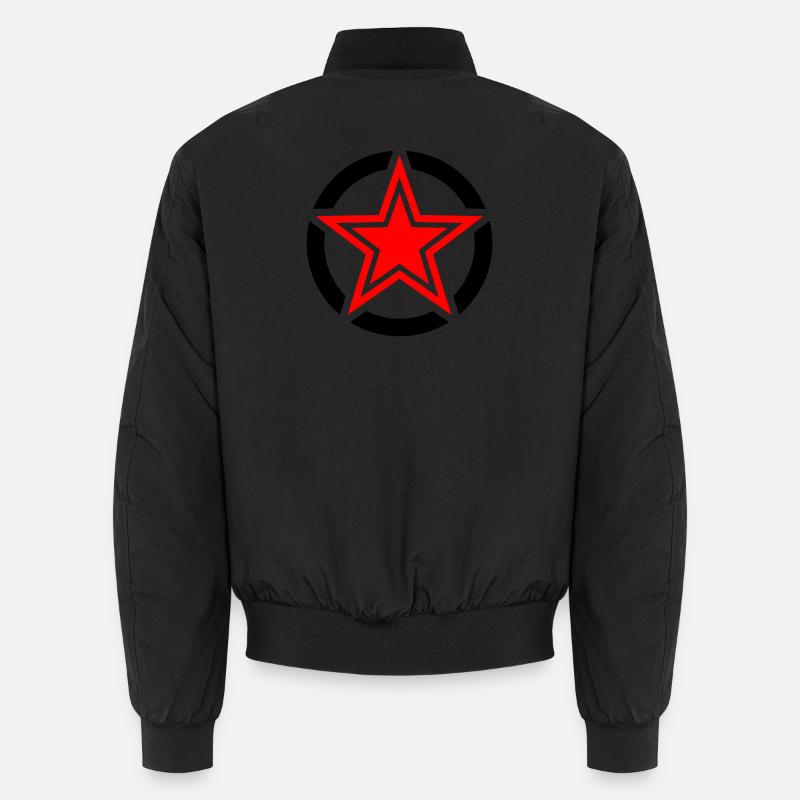 Roter durchbrochener Stern - Unisex Bomberjacke - Schwarz