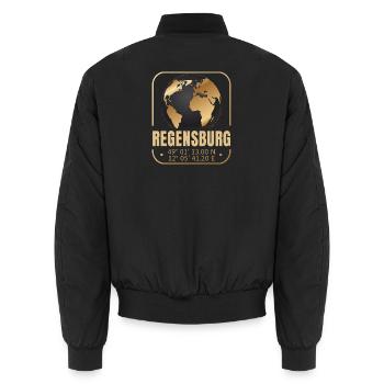 Regensburg - Unisex Bomberjacke - Schwarz - Hinten - AI Model Male 185 light (185cm)