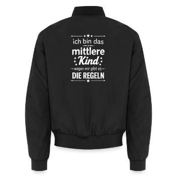 Enfant du milieu : à cause de moi, il y a des règles - Bomber unisexe - noir - Dos - AI Model Male 185 light (185cm)