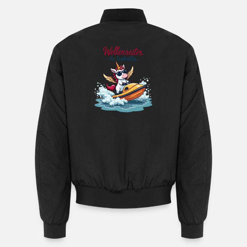 Wellenreiter-Einhorn Unisex Bomberjacke