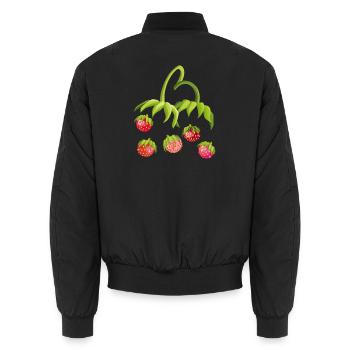 Strawberry Time Strawberry - Unisex Bomber Jacket - black - Back - AI Model Male 185 light (185cm)