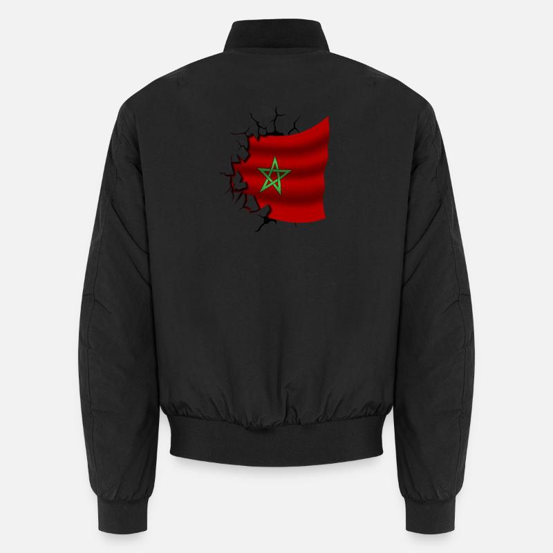 Flagge von Marokko - Marokko - Flagge Broken Design Unisex Bomberjacke
