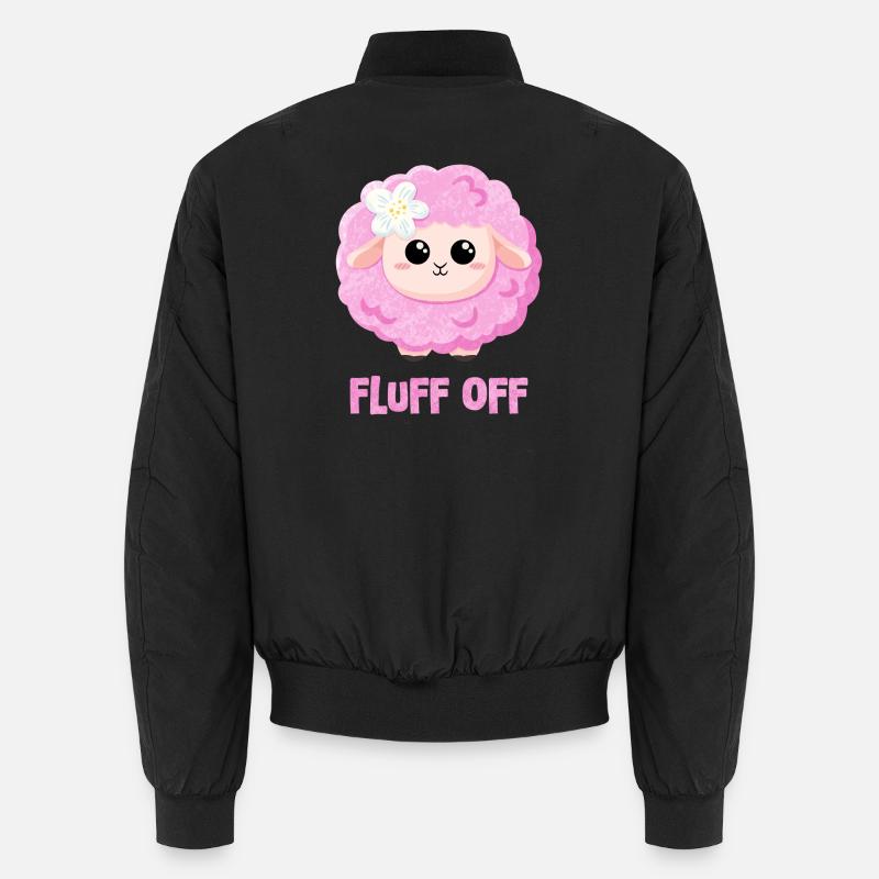 Rosa Schaf mit Spruch lustig - Fluff off Unisex Bomberjacke