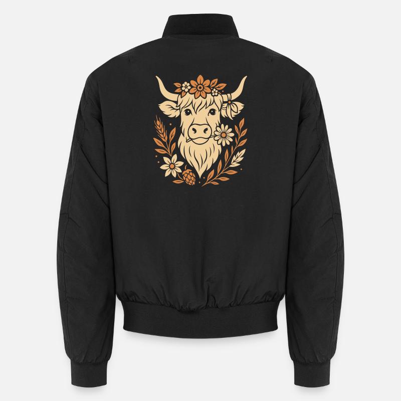 Vache Highland - Boeuf Highland avec fleur Bomber unisexe