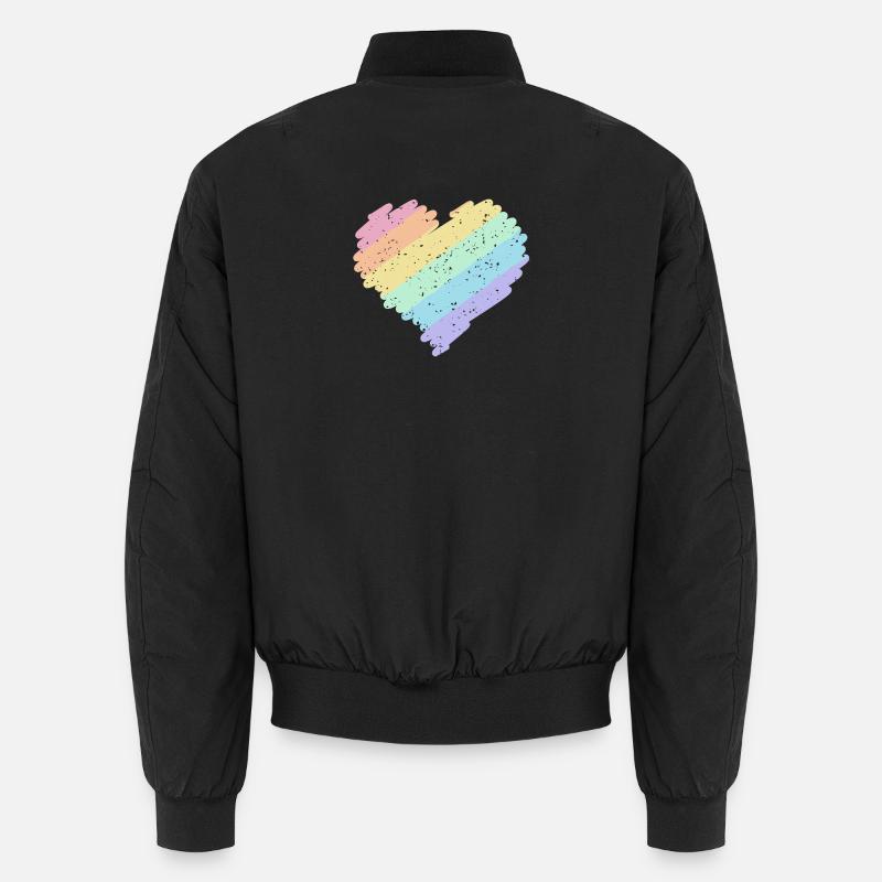 Regenbogen Herz Pastellfarben Pride Monat LGBTQ+ Unisex Bomberjacke