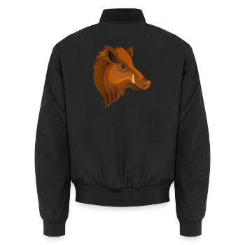 Sanglier Portrait Expressif Habitant de la Forêt - Bomber unisexe - noir - Dos - AI Model Male 185 light (185cm)