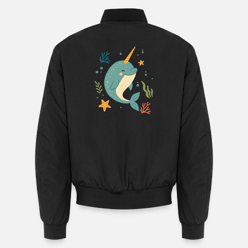 Narwal im Meer – Das Einhorn der Ozeane Unisex Bomberjacke