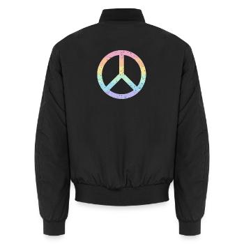 Arc-en-ciel Symbole de la paix Pastel Pride LGBTQ+ Grunge - Bomber unisexe - noir - Dos - AI Model Male 185 light (185cm)