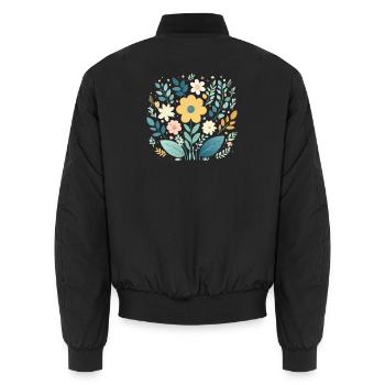 Douce floraison florale pastel - Boho Botanical - Bomber unisexe - noir - Dos - AI Model Male 185 light (185cm)