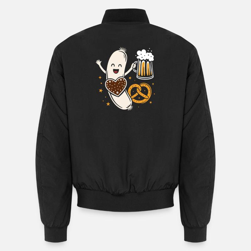 Weißwurst mit Bier und Breze - lustig & bayerisch Unisex Bomberjacke