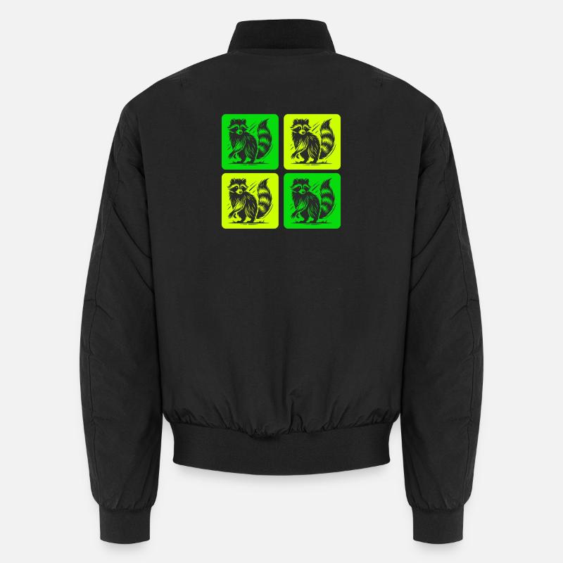 Stylischer Waschbär Retro Design - Unisex Bomberjacke - Schwarz