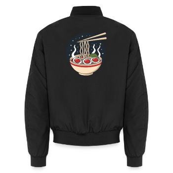 Kawaii Ramen Bowl Nudelnahrung Japanisches Essen - Unisex Bomberjacke - Schwarz - Hinten - AI Model Male 185 light (185cm)