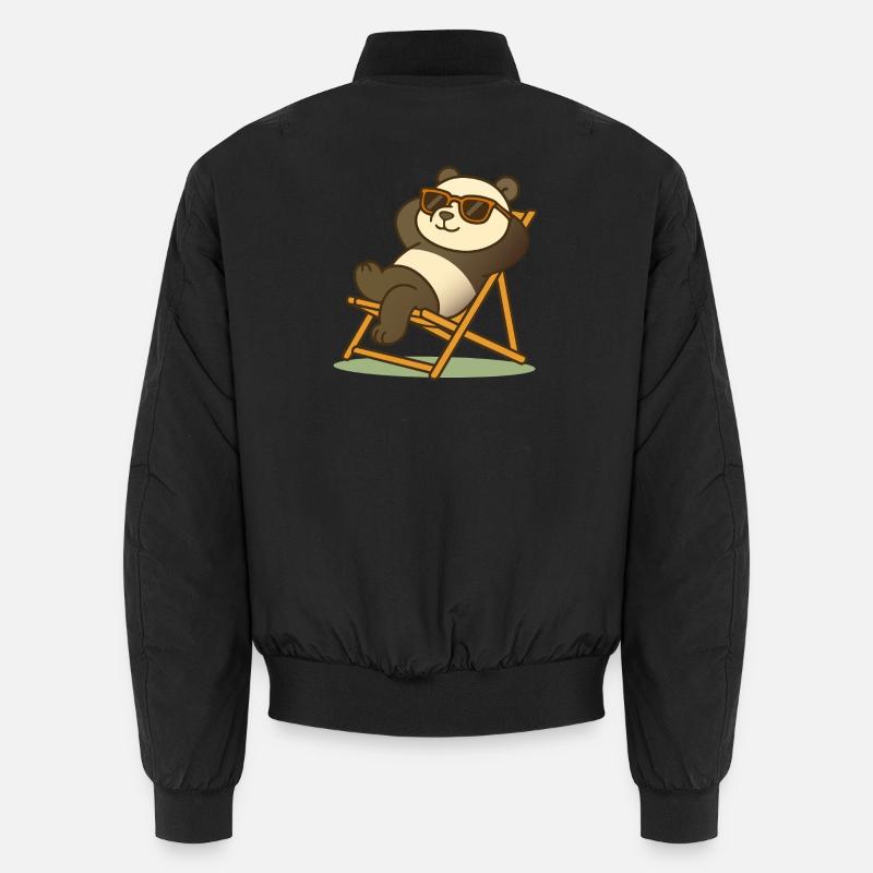 Relaxter Panda mit Sonnenbrille im Liegestuhl Unisex Bomberjacke