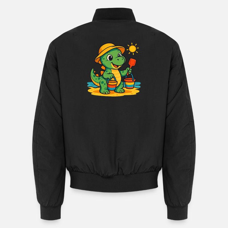 Playful Dinosaur with Summer Accessories Unisex Bomber Jacket
