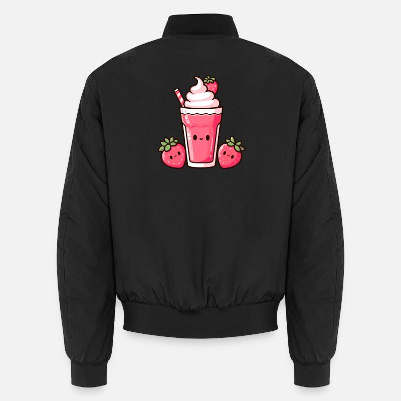 Kawaii Strawberry Milkshake Design Unisex Bomber Jacket
