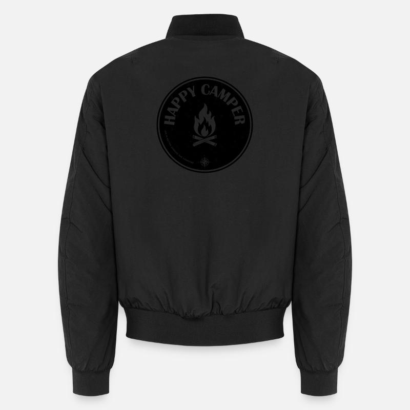 Happy Camper Camping Campfire - Unisex Bomber Jacket - black