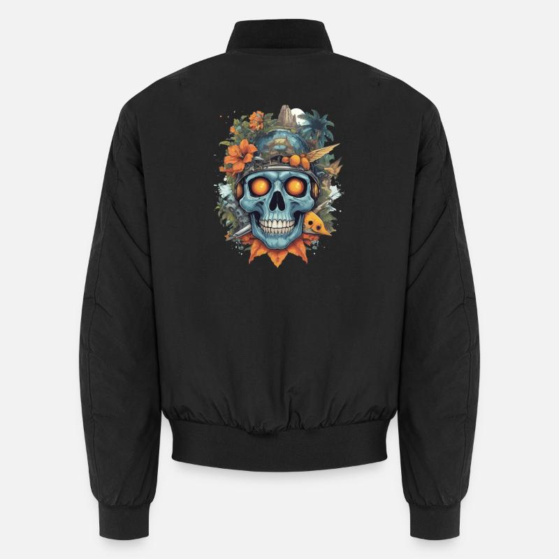 Futuristic skull with nature motifs Unisex Bomber Jacket