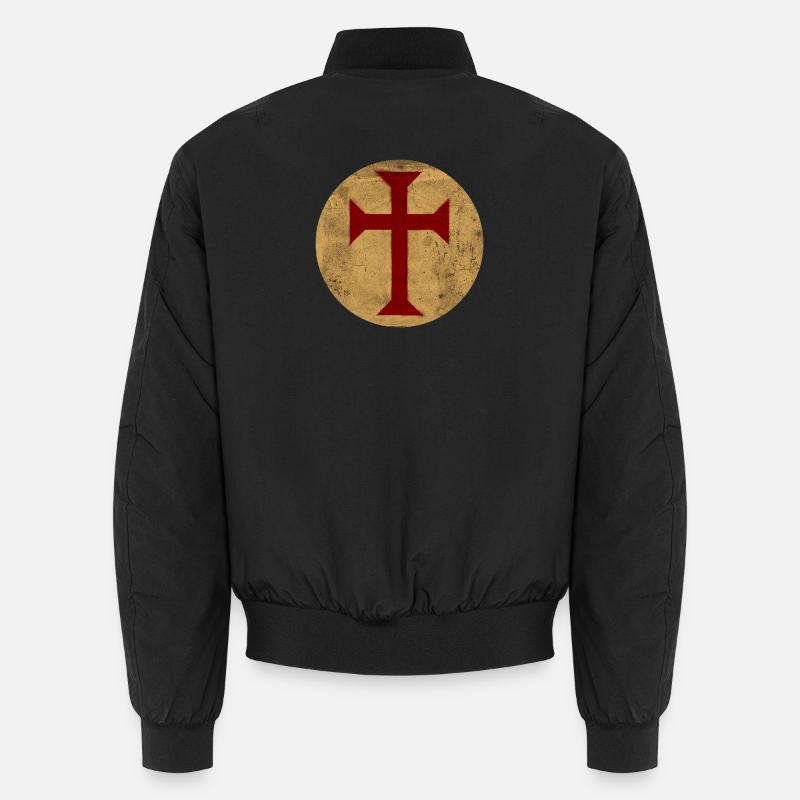 Templar Cross in Golden Circle - Unisex Bomber Jacket - black