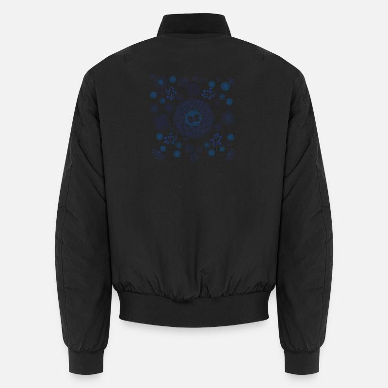 Abstract Winter Floral Pattern in Blue Unisex Bomber Jacket