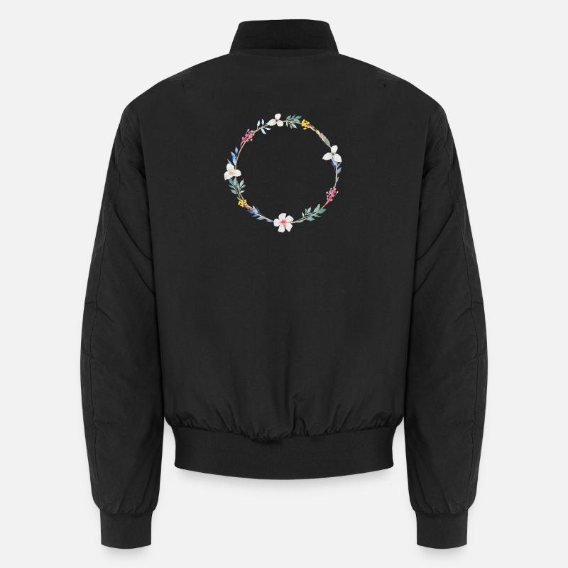Sommer Blumen Kranz, personalisierbar - Unisex Bomberjacke - Schwarz