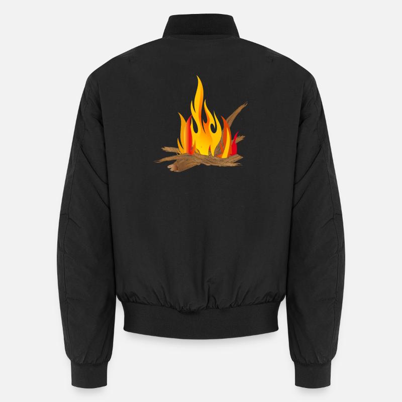Campfire illustration with logs & flames Unisex Bomber Jacket