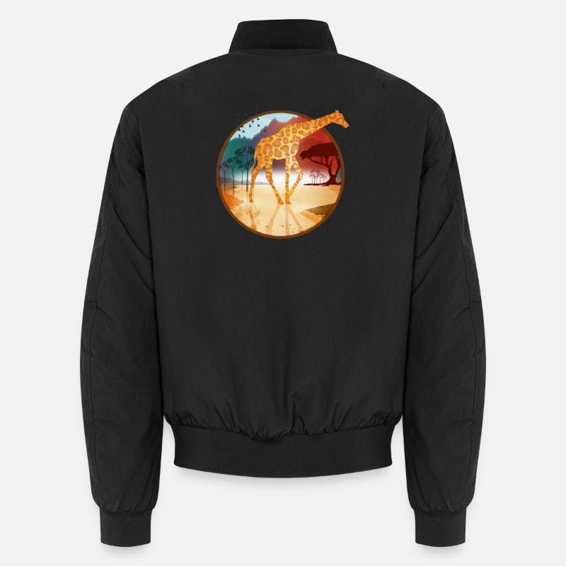 Giraffe in weiter afrikanischer Savannenlandschaft Unisex Bomberjacke