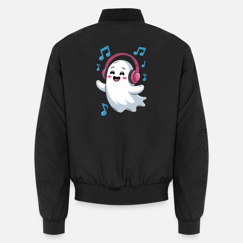 Musikbegeisterter Ghost mit Kopfhörern - Unisex Bomberjacke - Schwarz